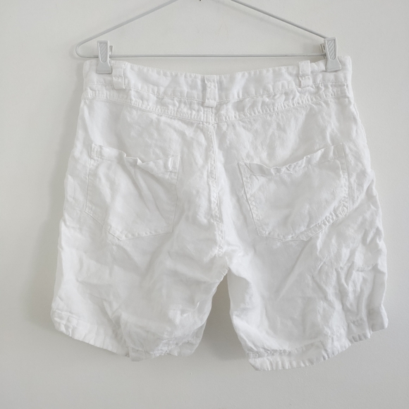 Haris Cotton White Linen Bermuda Shorts M - Picture 3 of 4
